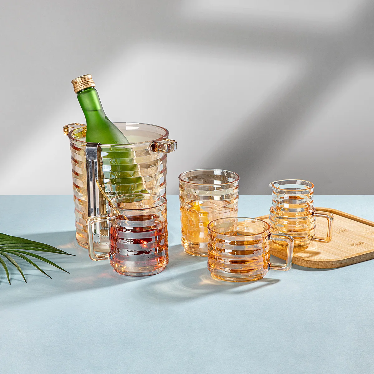 Luxury Diamond Embossed Ice Bucket Bar Custom Logo Glass Thickened Beer Drinks Champagne Ice Bucket