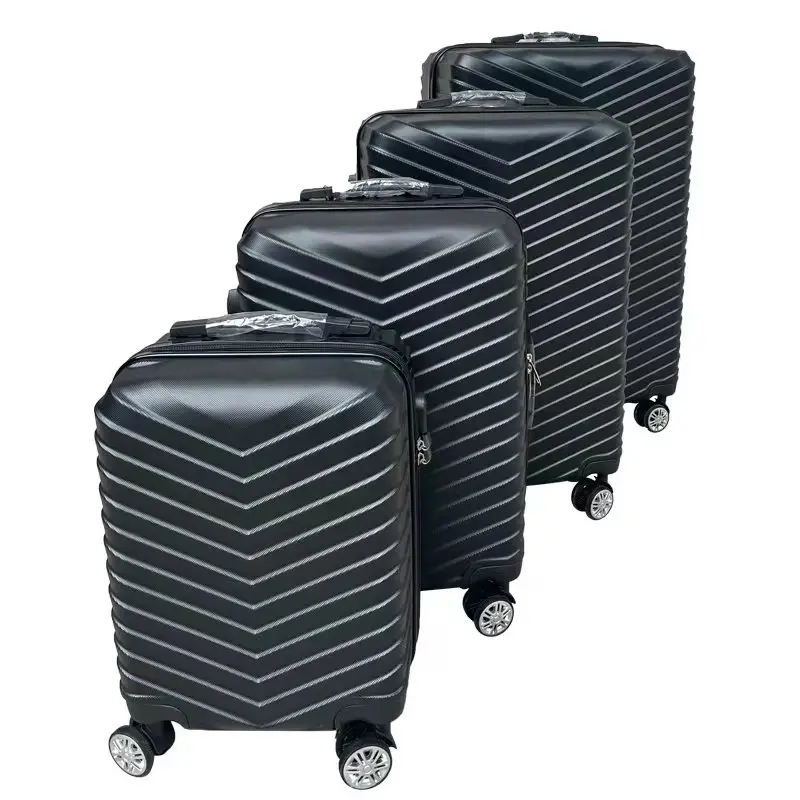 ABS Carry-on Luggage Black 4 Piece 16 20 24 28 inches Hardshell Bag Travel Luggage Sets With Spinner Wheels