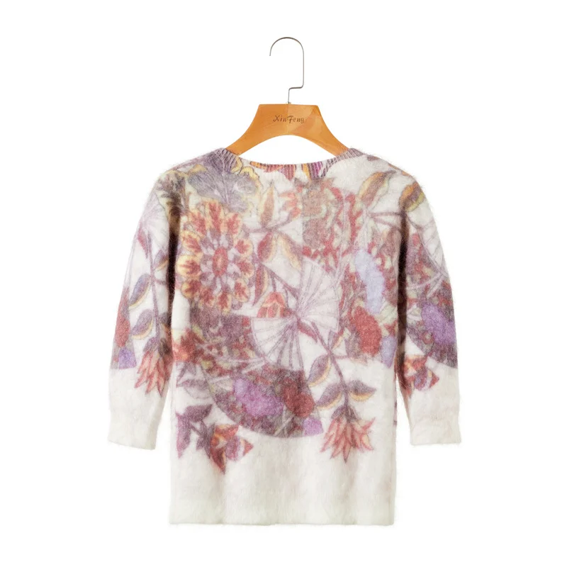 fashion girls custom design knit custom color Cardigan knitwear sweater with flower pattern embellished sweater women