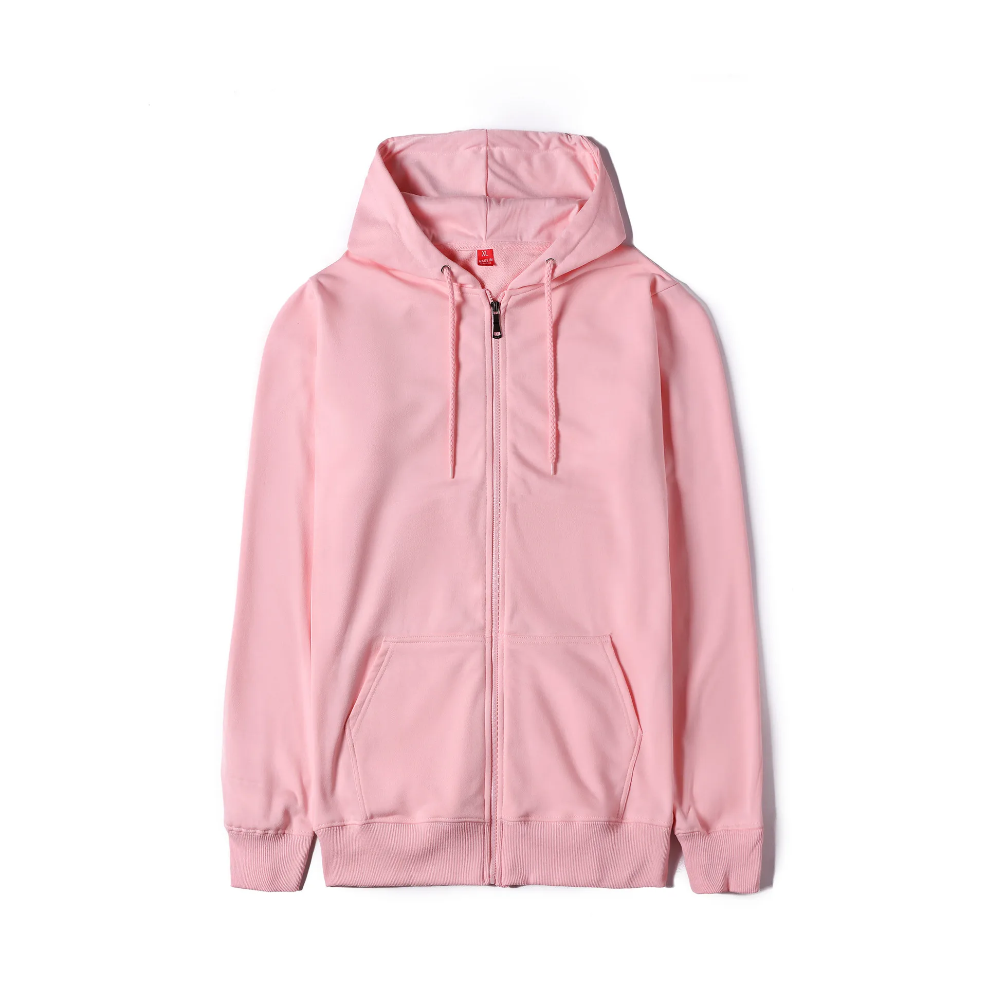 New autumn popular full zip black hoodie men sweater solid color cardigan jacket custom logo