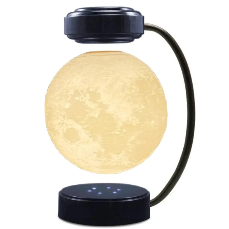 3D Magnetic Levitating Moon Lamp LED Night Light Rotating Wireless  Floating Lamp For Bedroom Novelty Christmas Gift