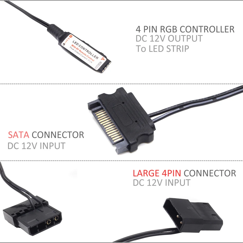 Светодиодная лента 12V RGB 4-контактный светодиодный заголовок для ПК компьютер оболочки материнская плата цветная (RGB) Панель управления (+ G красные/зеленые/голубые/желтые/белые Светоотражающие B) / SATA Molex разъем