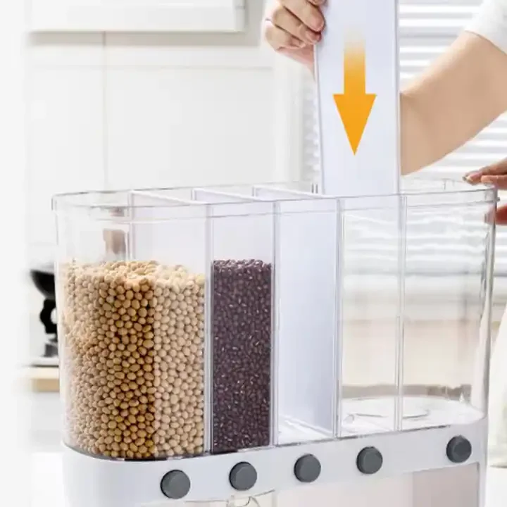 Food Storage Box top Plastic cereal Dispenser Storage Box Kitchen Food Grain Rice Container