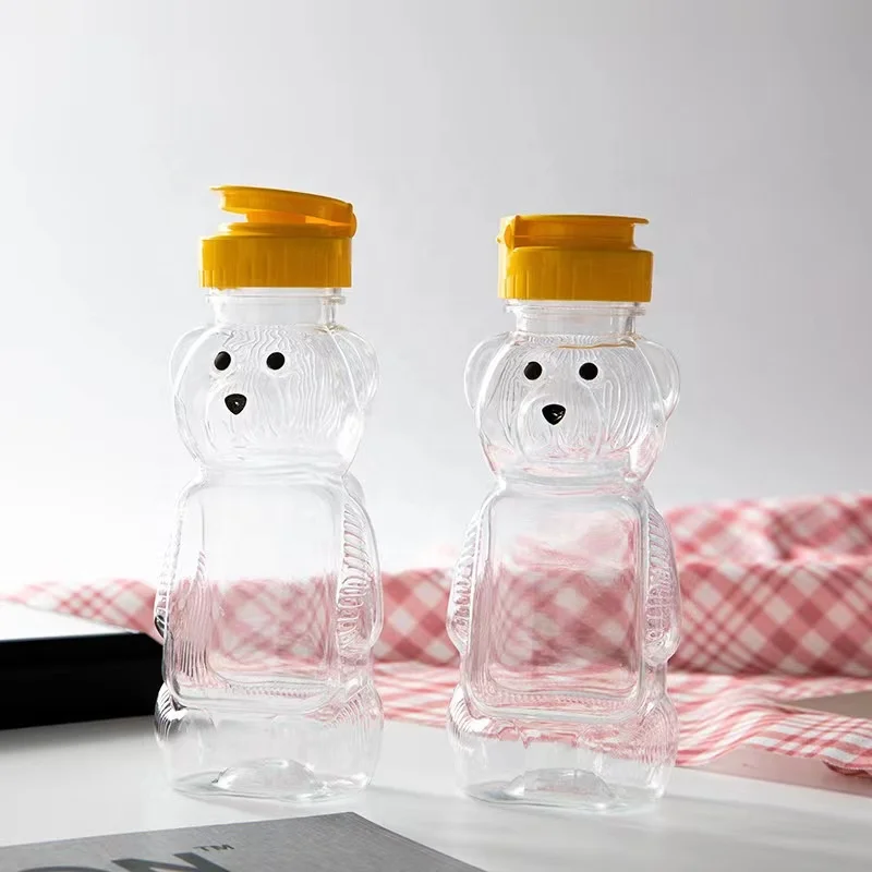 450ml pet honey extrusion bottle plastic bear bottle fruit juice plastic bottle with flip