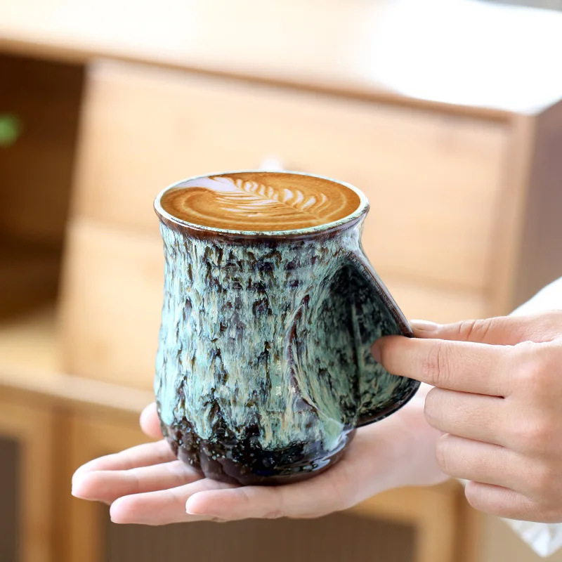 500ml Large Capacity ceramic hand warmer mug retro kiln change drinking coffee cup custom logo