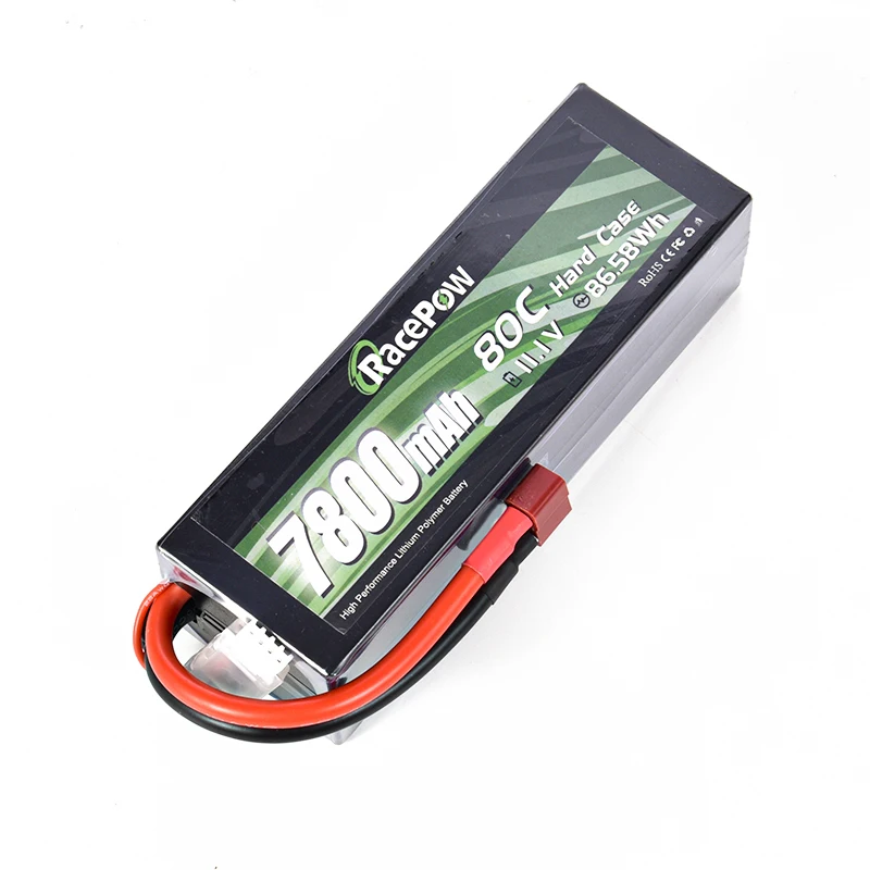 RacePow rc автомобильные аккумуляторы. 3S 7800mah 11 1 V 80C перезаряжаемый RC Lipo аккумулятор с жестким корпусом Trx автомобиль