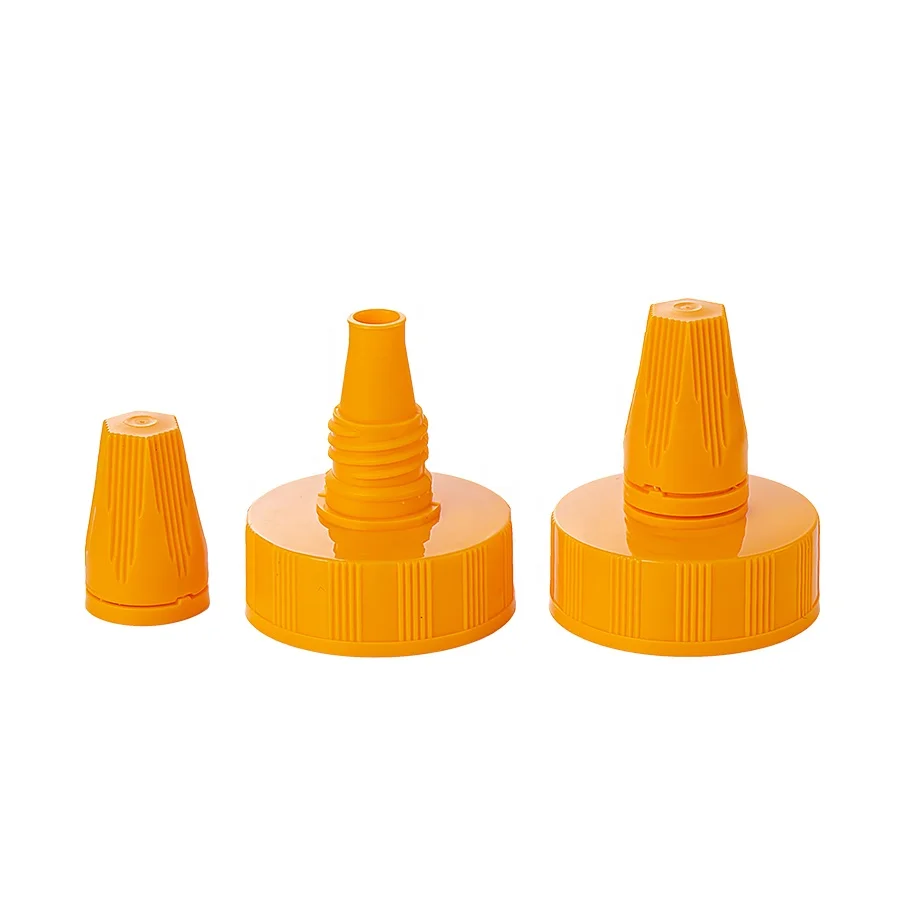 PP 45mm 55mm twist top cap screw cap plastic point mouth cap with long nozzle for honey sauce