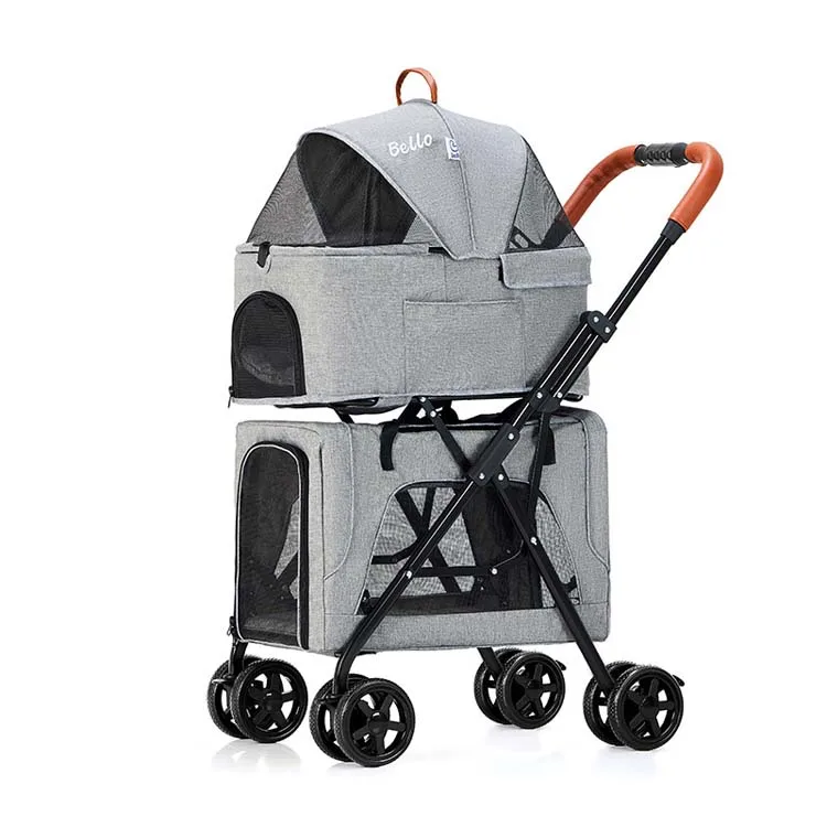 Wholesale Best Pet Strollers Trolley For Dog And Cat Stylish Durable Foldable Double Layer