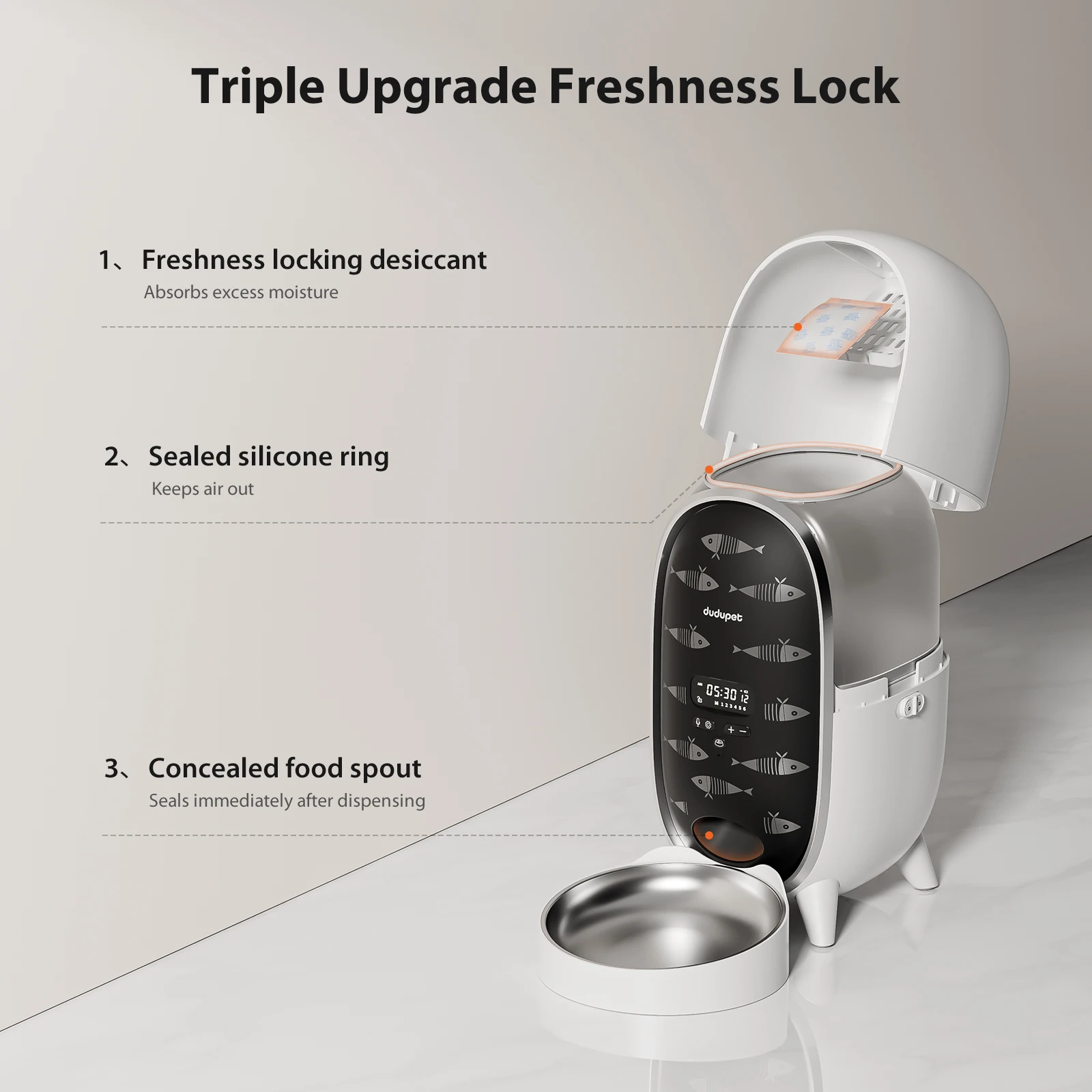 Dudupet Automatic Pet Feeder Food Storage Dispenser Dog Supplies Feeding Bowls Automatic Pet Food Dispenser