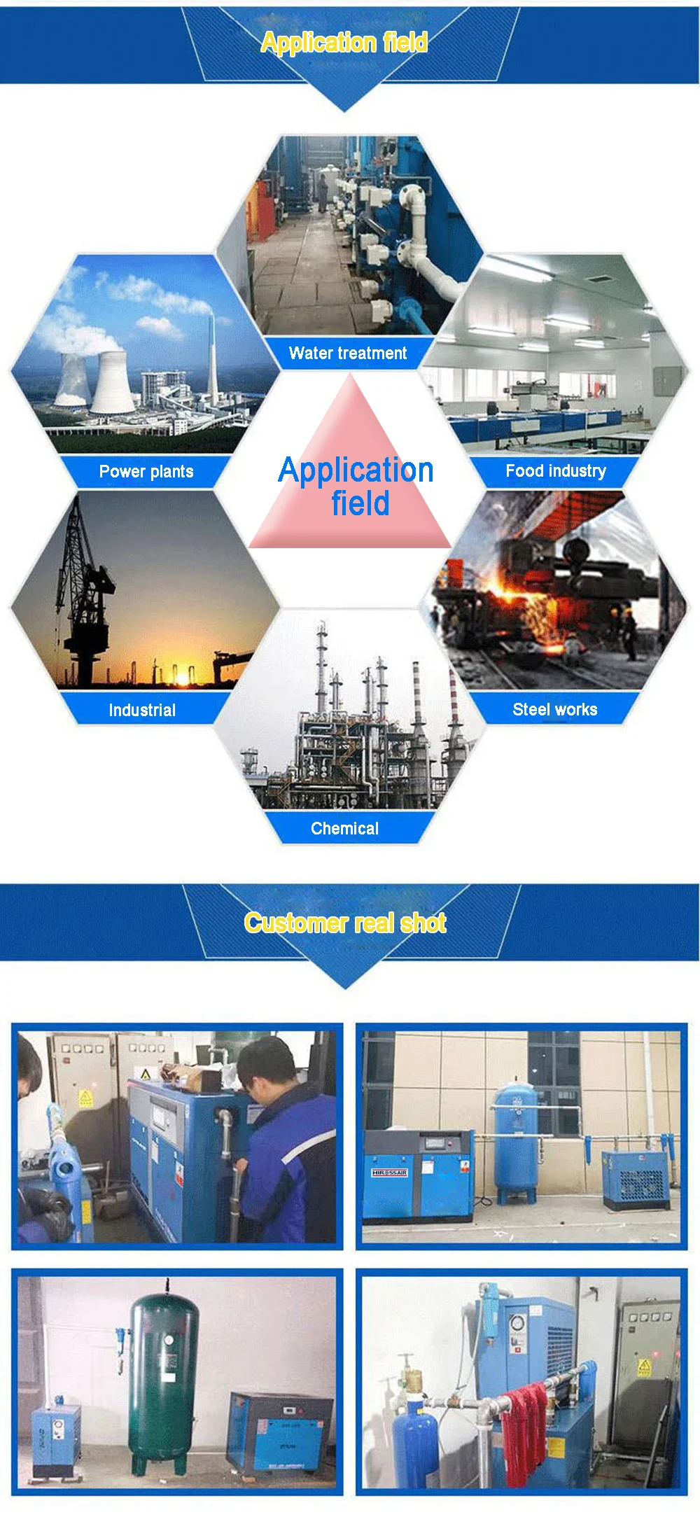 Standard Pressure Screw Air Compressor for Medical Oxygen Generator 8 10 bar screw air compressor oil free