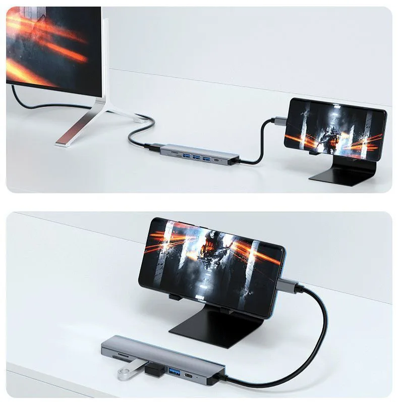 USB 3.0 7 в 1 4K HD MI 3 порта USB 3,1 TF SD кардридер PD Зарядное устройство Док-станция