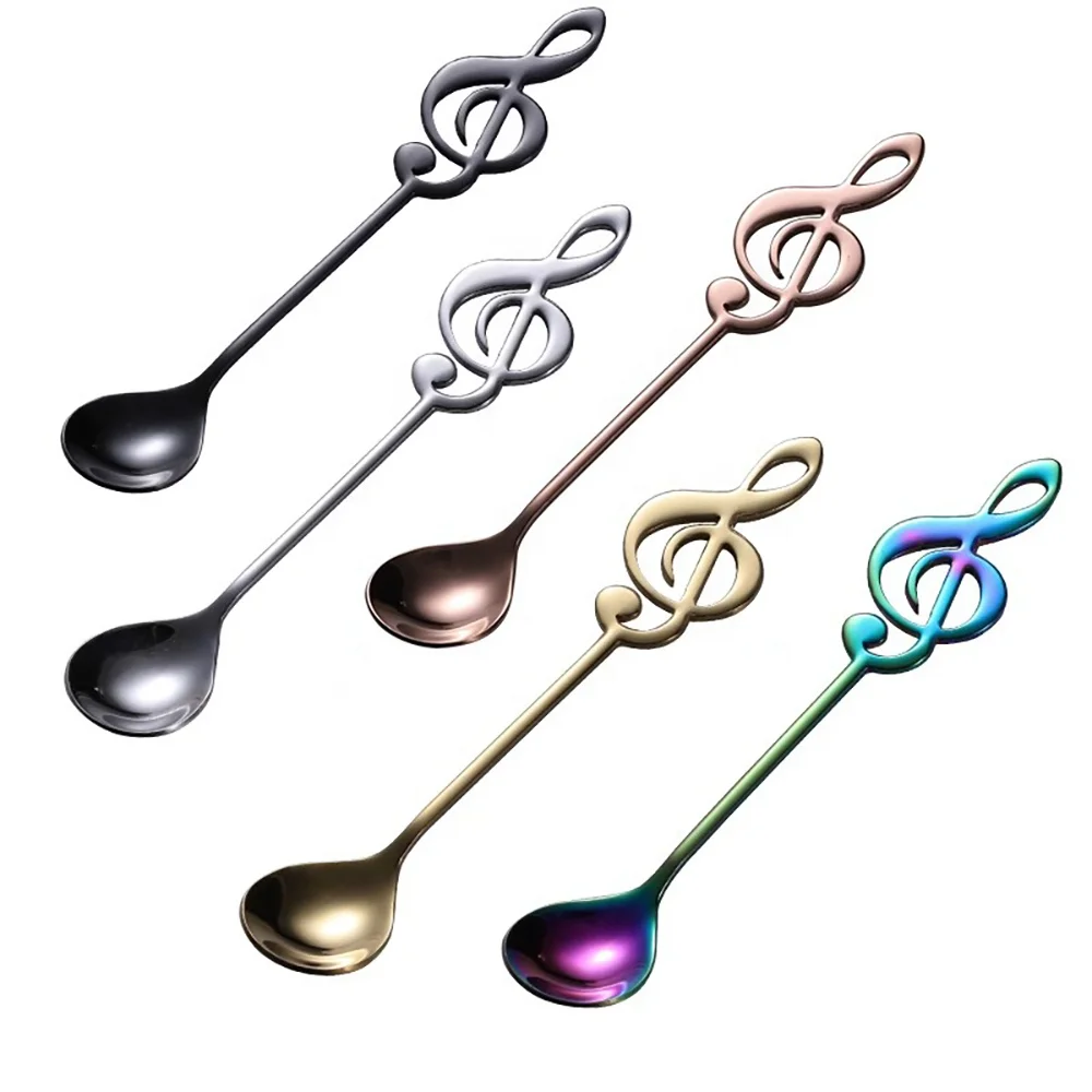 
Home And Kitchen 304 Stainless Steel Coffee Ice Cream Creative Music Ins Dessert Cake Ice Cream Mixing Spoon 