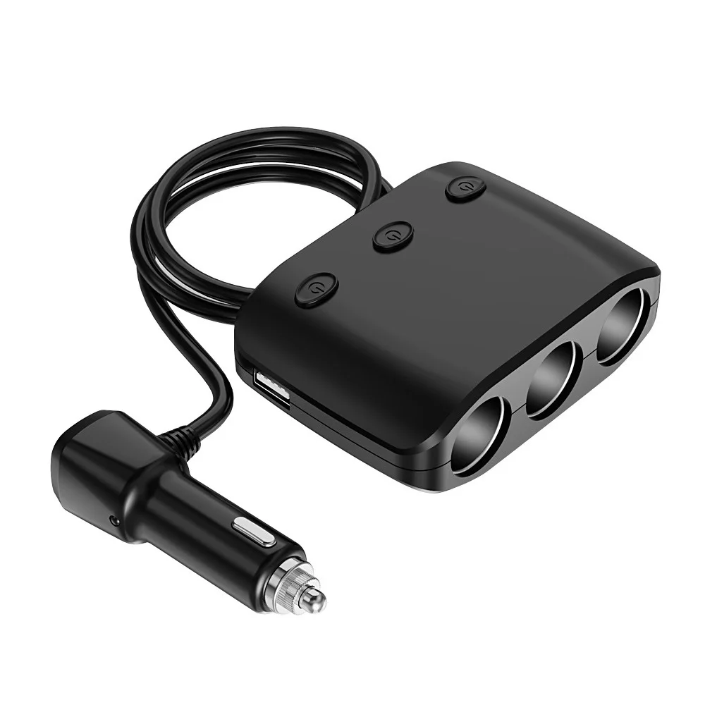 12V 24V 3 Way Multi Socket Car Charger Vehicle Auto Car Cigarette Lighter Socket Splitter USB Ports Plug Adapter
