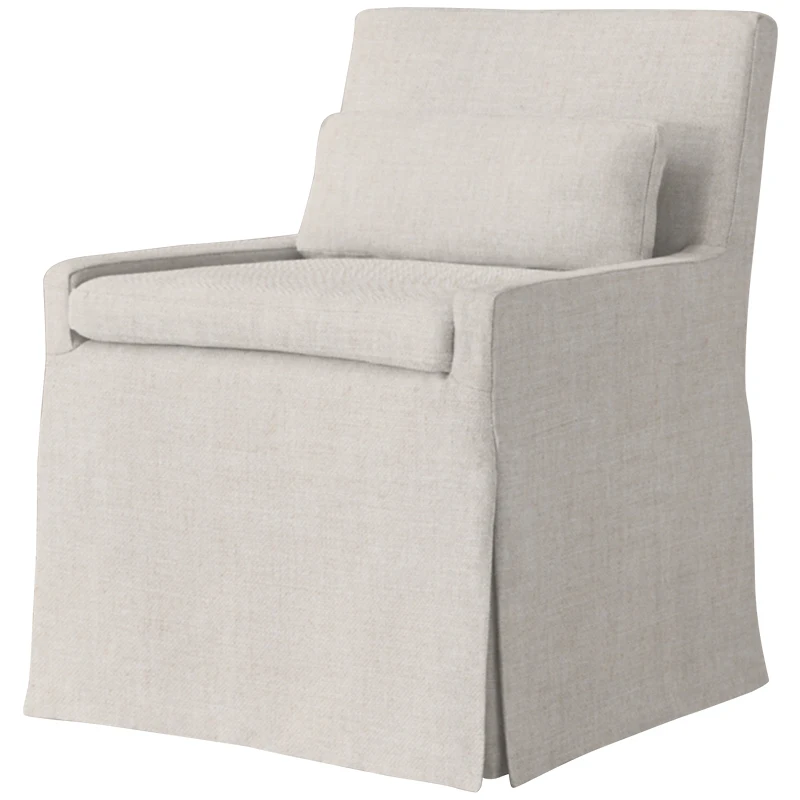 Cushy And Durable Patio Furniture Wood Frame None Arm Slipcovered Outdoor Low-back Dining Chair