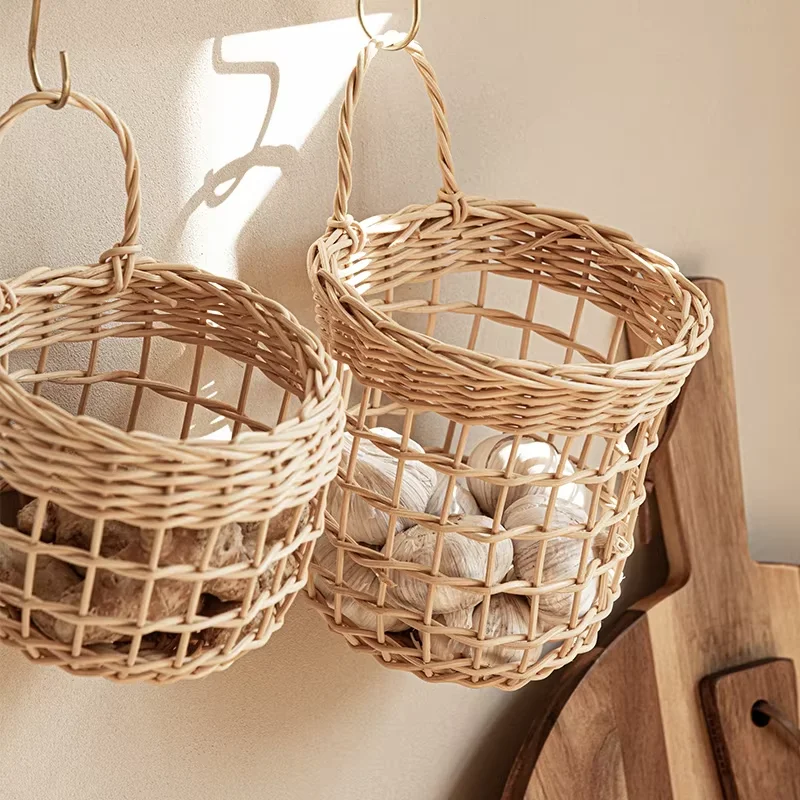 ECO Wall Hanging basket Garlic Onion baskets rattan wicker kitchen basket storage fruit Baby Toy Storage flower pots & planters