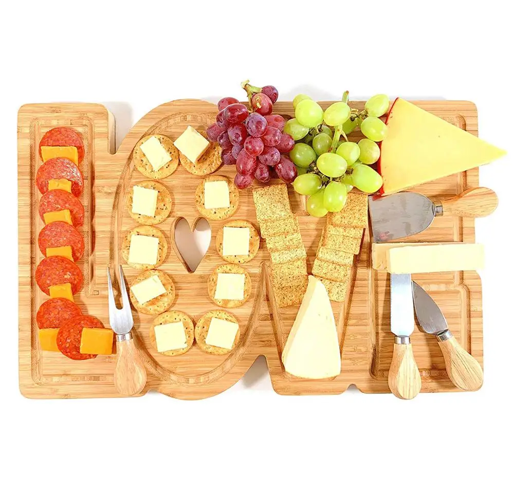Доска для сыра The Love, 100% натуральная бамбуковая деревянная большая доска для сыра