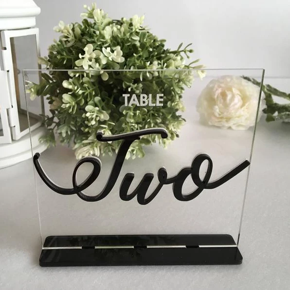 2021 Freestanding Table Signs Gold Mirror Clear Acrylic Place Card Standing Weeding Laser Cut