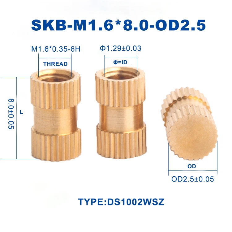 MICADY manufacturer M1.6 M2 round threaded brass insert nuts CNC machining blind hole knurled nut