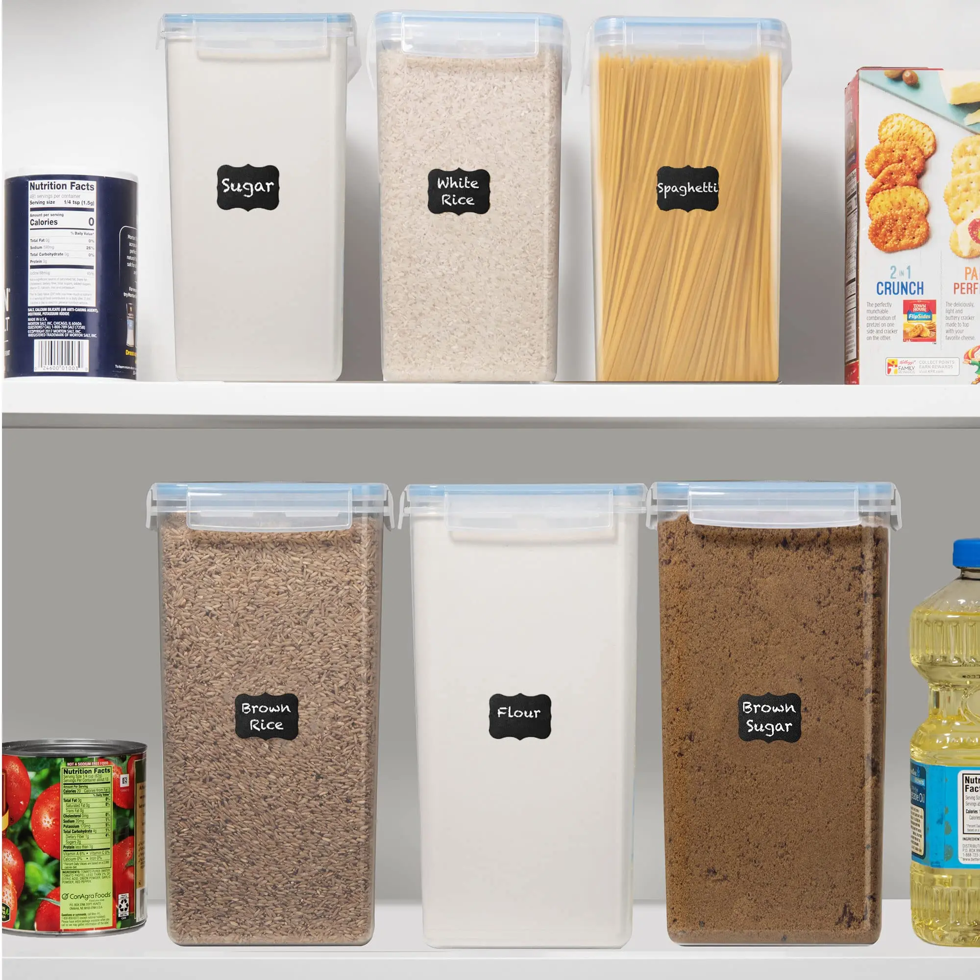 2pcs 8.5L Airtight Jar Pet Food Container Pantry Candy Storage Organizer Sealed Containers Rice Bucket for 10kg Load
