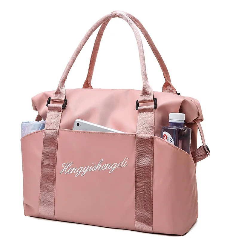 Folding Travel Duffel Bag Water Resistant Luggage handbag Nylon Sports Gym Bag Carry On Travel Duffel Bag Pink