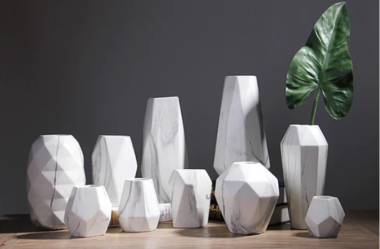 
Wholesale Modern simple marbled ceramic flower arrangement vase for interior decoration 