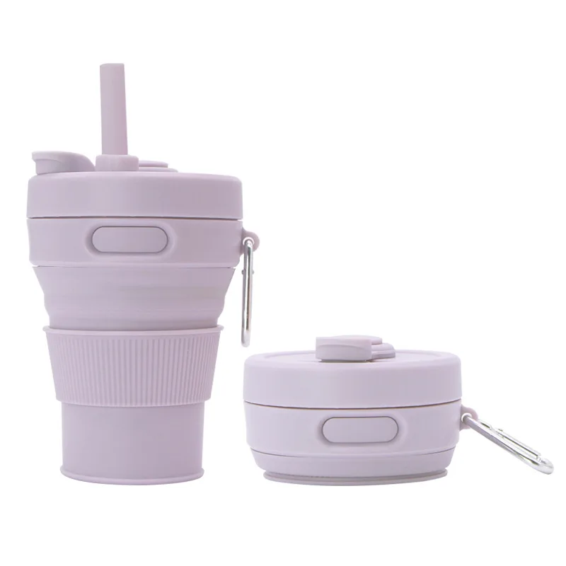Collapsible Coffee Cup 450ml Silicone Folding Camping Cup BPA Free Portable Travel Mug with Lids for Hiking