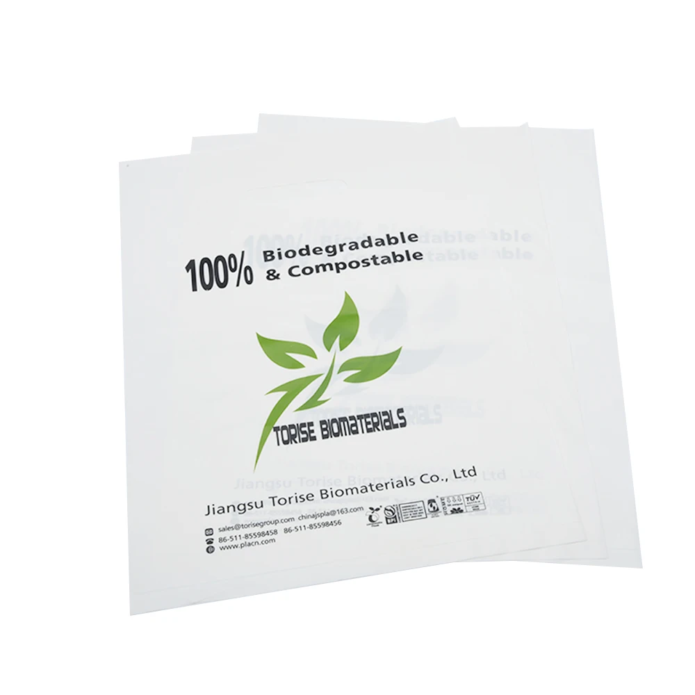 100% Biodegradable and Compostable Corn Starch Based Shopping Bags with Gravure Printing Surface