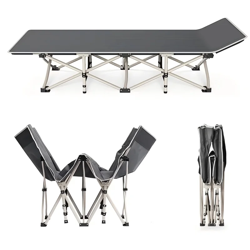 Portable Folding Aluminum Steel Bed Hiking Sleep Comfortably Any Outdoor Setting Easy Bedroom Hospital Living Room