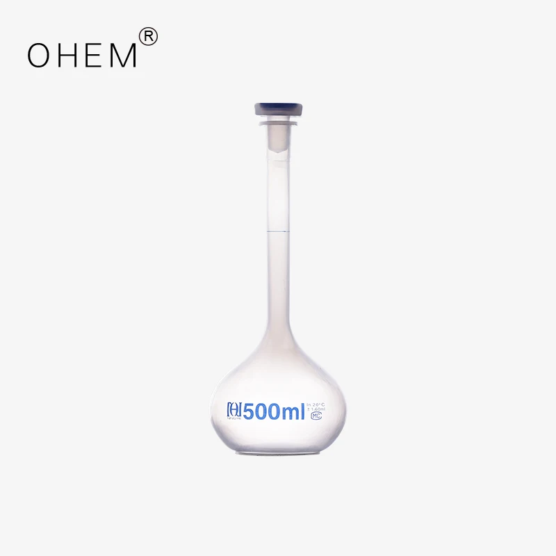 Medical Laboratory High temperature resistance 500ml plastic Volumetric Flask With Stopper