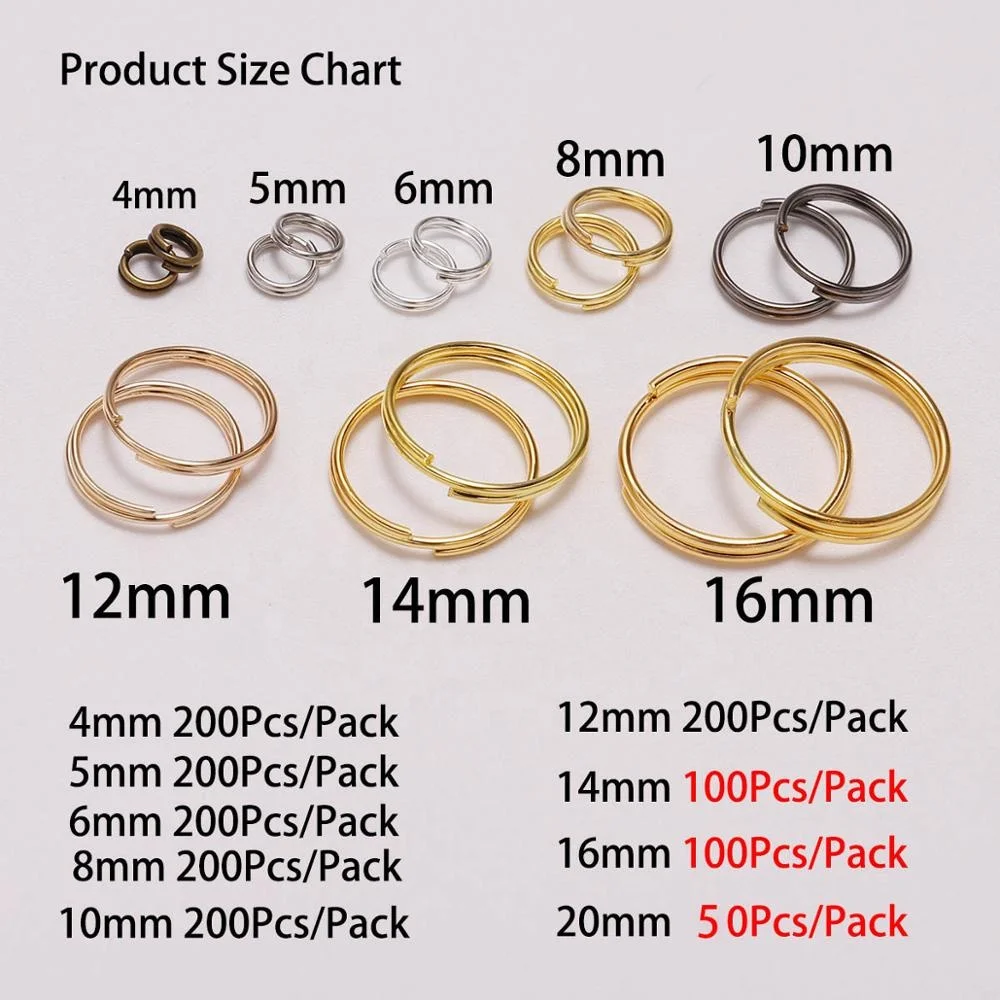 200pcs/lot 4 6 8 10 12 mm Open Jump Rings Double Loops Gold Silver Color Split Rings Connectors For Jewelry Making Supplies DiY
