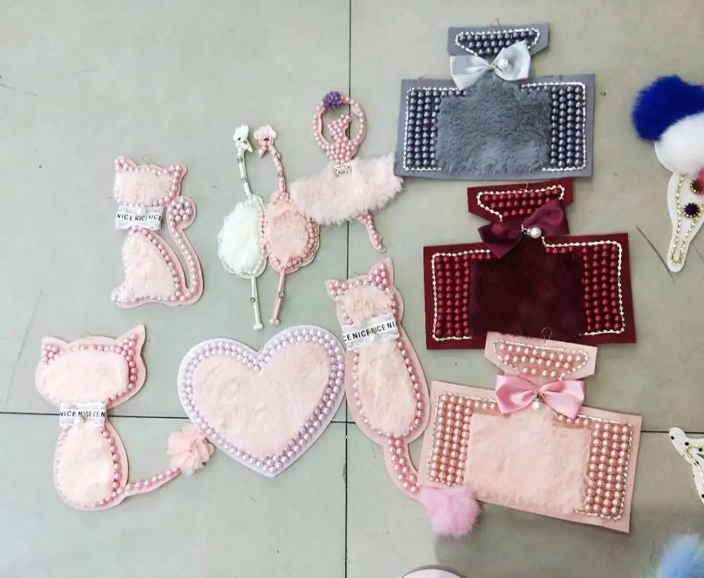 Chinese Supplier Sew On 100% Cotton Large Decorative Pearls Embroidered Lace Patches