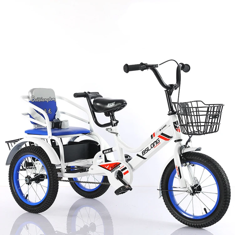 OEM New design 14/16/20inch two seat tricycles / child 3 wheels cheaper kid tricycle with back seat twins children tricycle