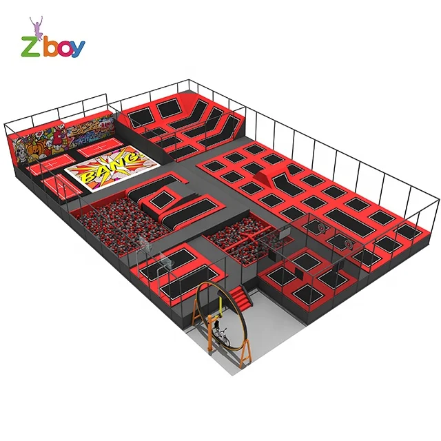 Professional Trampoline park equipment Manufacturer Kids Indoor Trampoline with Ninja obstacle