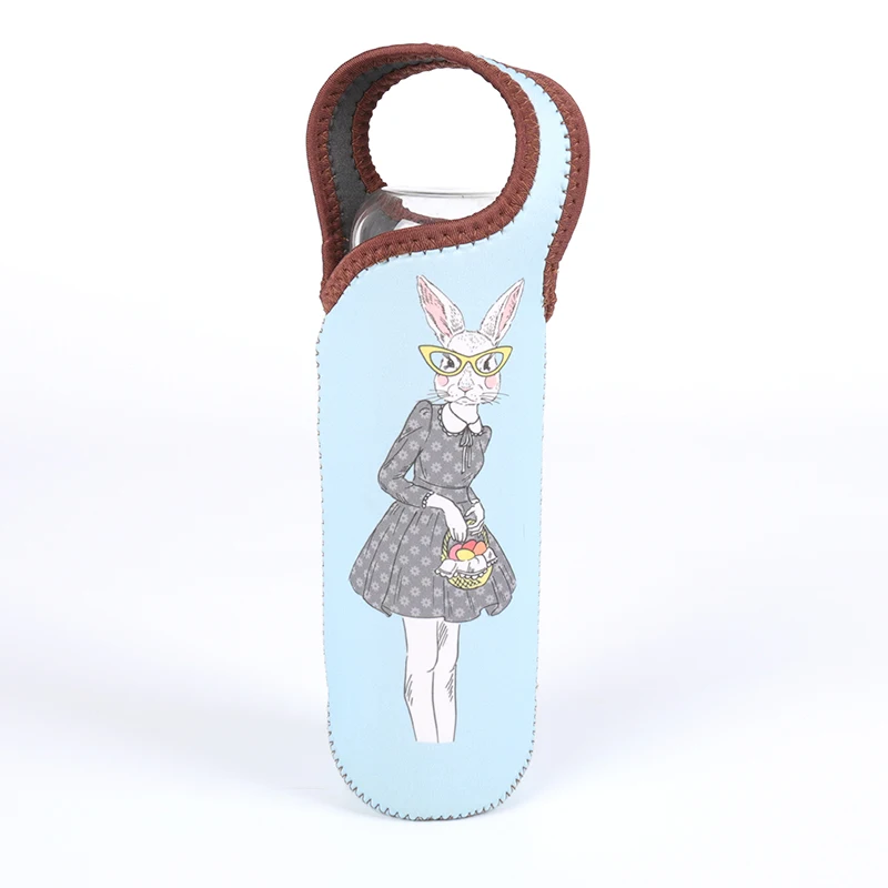 Customized Cartoon Portable Shoulder Bottle Cooler Tote Bag Thermal Insulate Water Bottle Carrying Sleeve