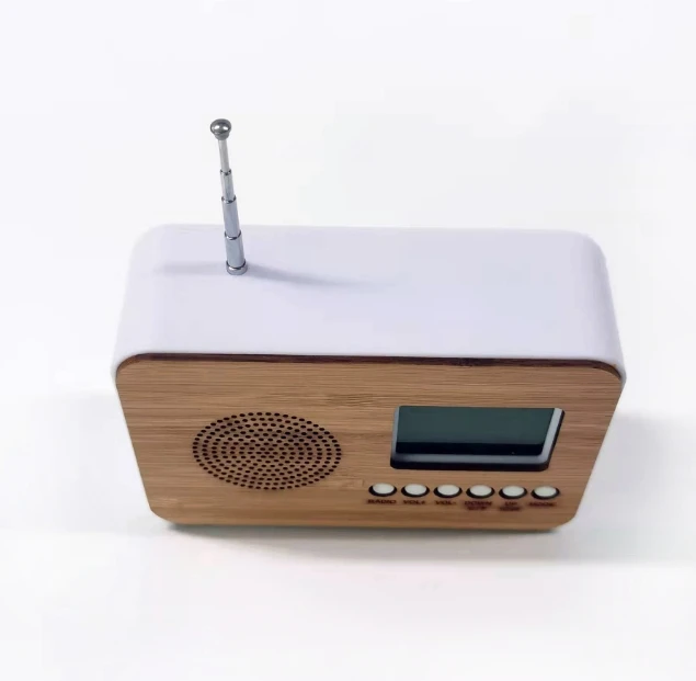 Smart Table Clocks With Radio New Design Home Decor Bamboo TOP FM Radio LCD Clock Alarm Clock