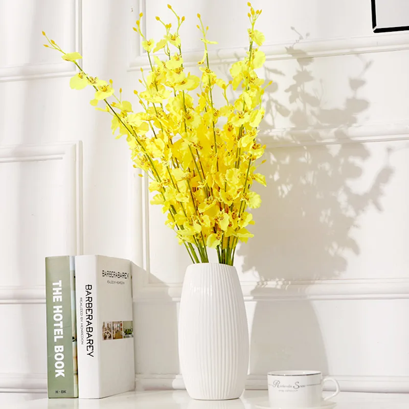 Yellow Artificial Flowers Wholesale Artificial Orchid Flower Dancing Lady Butterfly Decorative Flowers