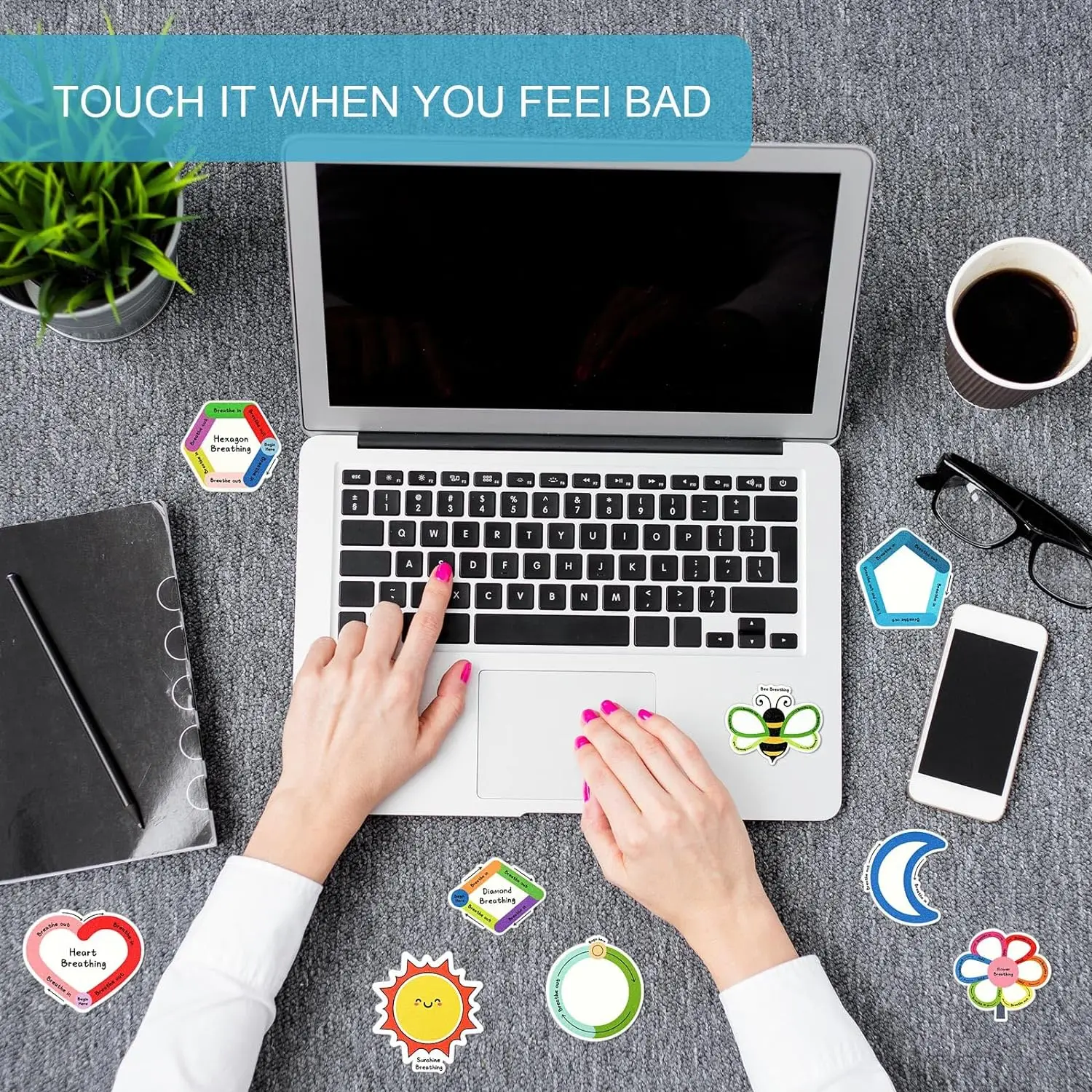 Anxiety Stickers Calm Stickers Breath Stickers Tactile Fidget Tape for Adults Anxiety Relief Anti Stress Toy Textured Rough