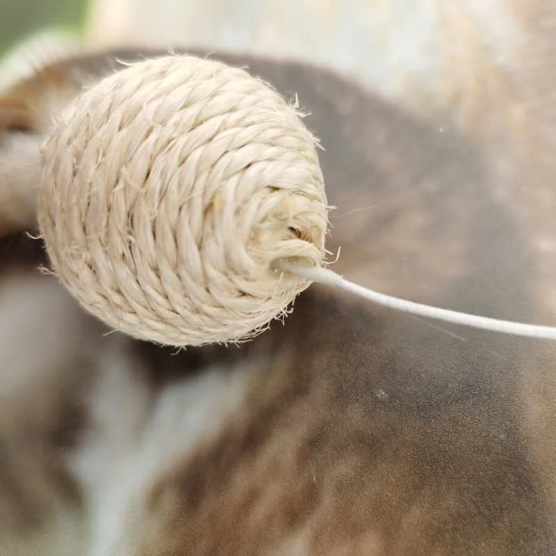 
2020 Manufacture Sisal Funny Wood Interactive Cats Toys Pet Products with Feather 