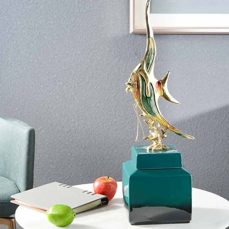 SANLOREN Green Base Fish Ornament Fashion design for office desktop decoration best for present gifts