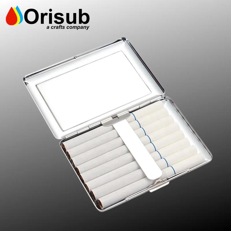 Blank stainless steel sublimation rectangular Cigarette Case with custom logo