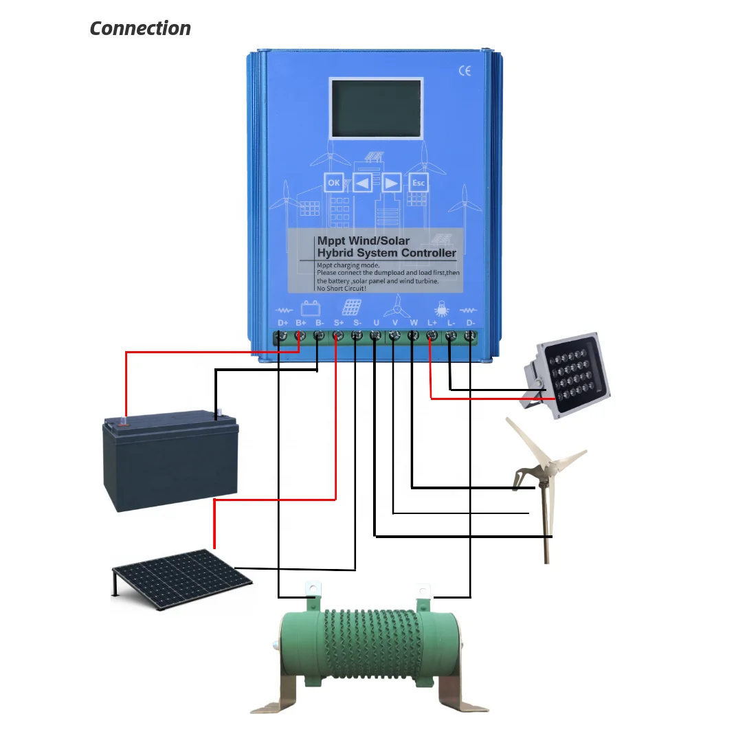 MPPT 12V 24V 48V Wind Solar Hybrid Controllers LCD Screen for Max 600W Wind Turbine and Wind Generator Home Use with CE