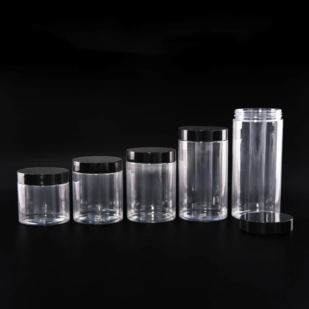 Cosmetic Cream Jar Clear Pet Plastic with Plastic Aluminum 100ml 120ml 150ml 200ml 250ml 300ml 500ml Plastic Container Color