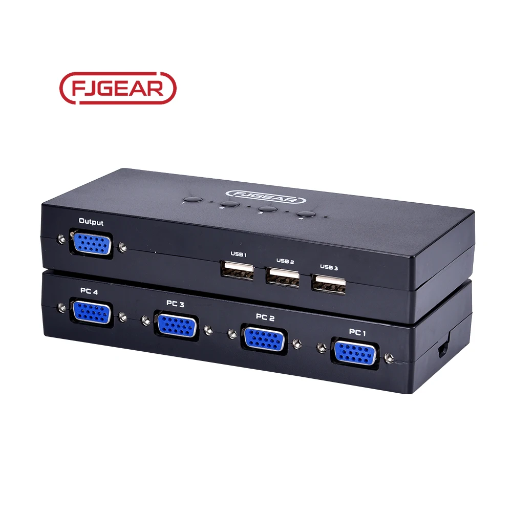 401UK Fjgear Two Switching Methods 1920X1440 Resolution Selector 4 Port Usb Vga Kvm Switch