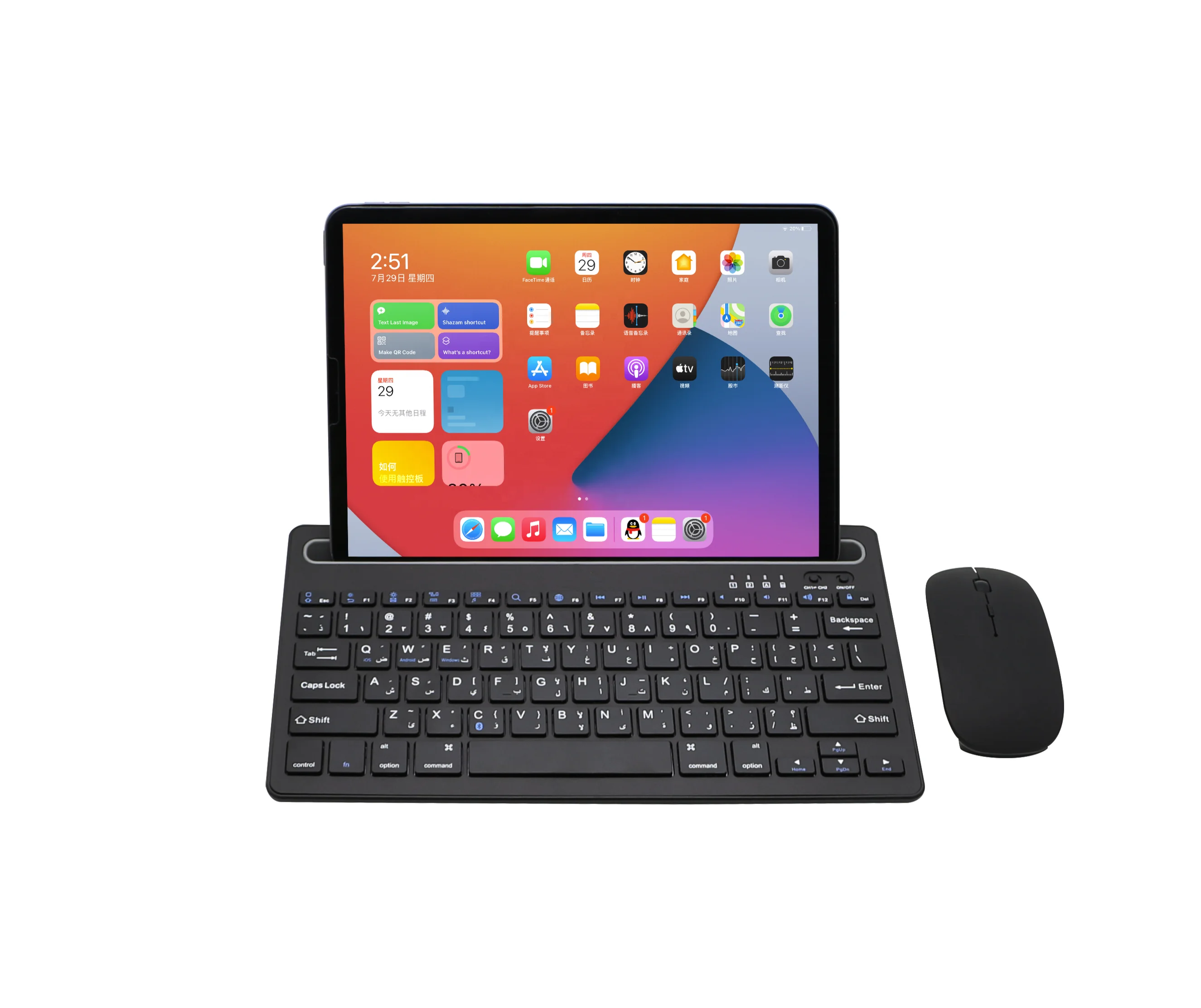 Factory Price Wholesale Lithium Battery Dual Bluetooth Channels Universal Keyboard and Mouse Combo for iPad, Tablets and iPhones