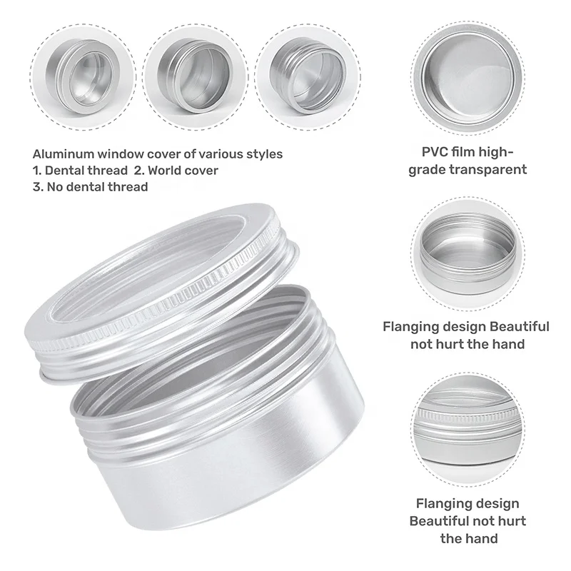 10ml 15ml 30ml 60ml 5oz 250ml aluminum tea can aluminum tin with window open window tin