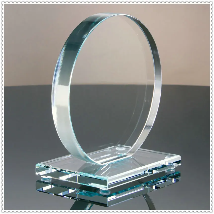 Bespoke Sandblasting Glass Circle Plaque Trophy Award For Premier Division