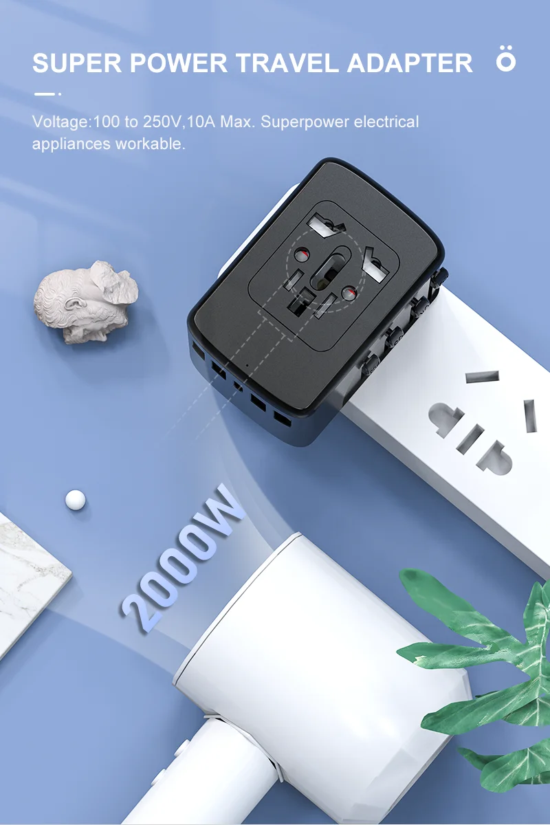 Новинка 2022, популярная электрическая розетка, универсальный адаптер для путешествий Type-c, 4usb, вилка для Великобритании, США, Австралии, ЕС, дорожный адаптер, зарядное устройство для мобильного телефона