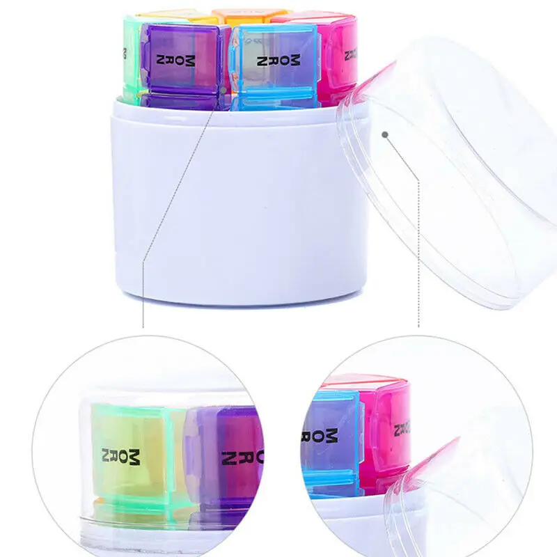 New Portable Plastic Weekly Round Shape 28 Cases Pill Storage Box Medication Dispenser