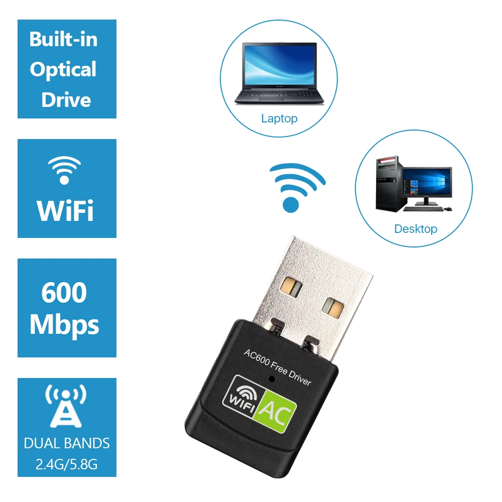 ALLINGE MDZ2657 WiFi USB For Desktop Laptop PC 600M Free Driver USB adapter Wifi BT Usb Adapter