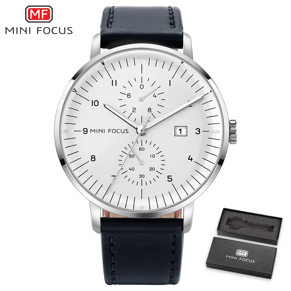 Mini Focus Mf0052g High Quality Fashion Leather Luxury Quartz Watches Reloj De Hombre Chronograph Waterproof Wrist For Men